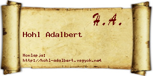 Hohl Adalbert névjegykártya